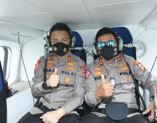Lewat Udara, Kakorlantas Dampingi Asops Pantau Arus Balik Dari Sumatera