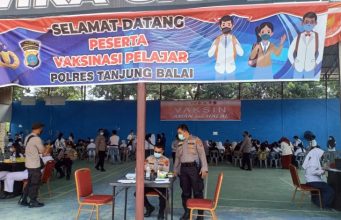 Polres Tanjung Balai Gelar Vaksinasi Polri Presisi untuk Pelajar Tingkat SMA se-Kota Tanjung Balai
